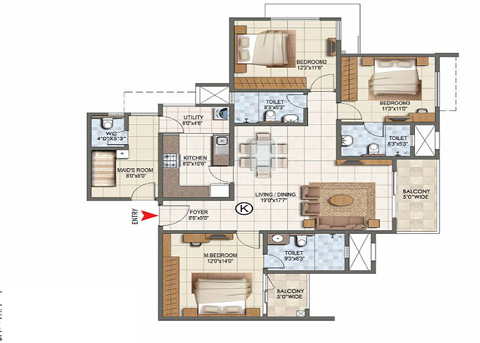 Featured Image of Embassy Sky Terraces 4 BHK Floor Plan