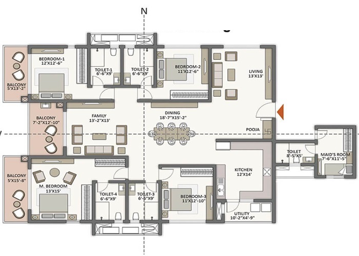Featured Image of Embassy Sky Terraces 4 BHK Floor Plan
